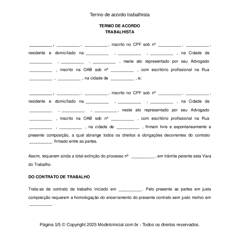 Termo de acordo trabalhista