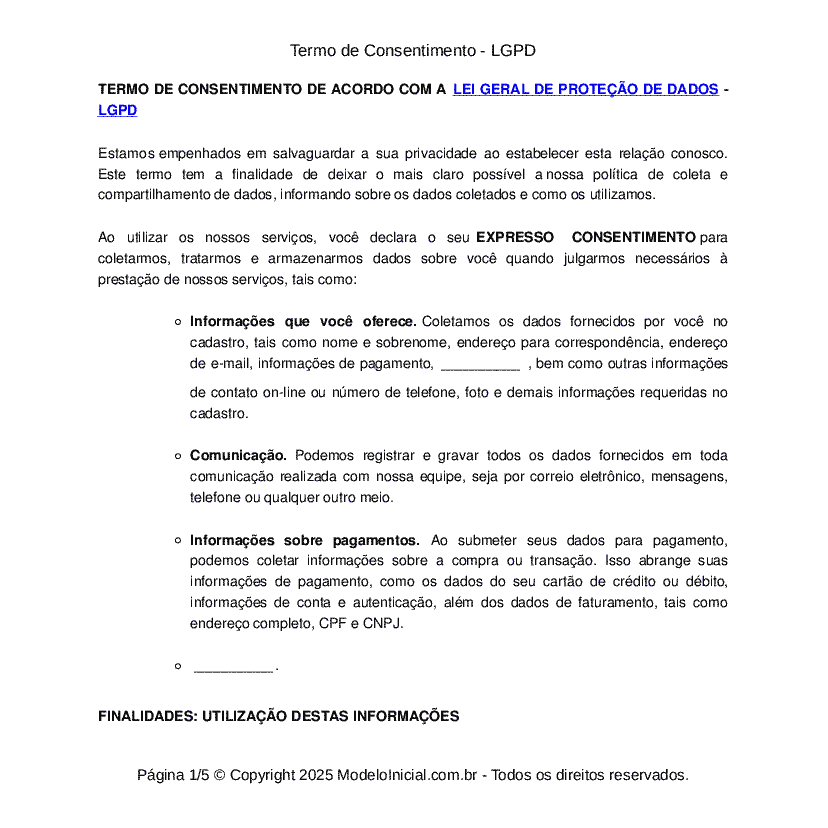 Termo de Consentimento - LGPD